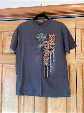 Harley-Davidson Dark Gray Short Sleeve Tee with Orange Accent Logo